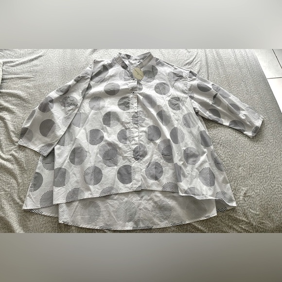 Patrizia Luca White and Black Polka Dot Blouse - Picture 3 of 6